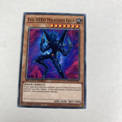 Yugioh Evil Hero Malicous Edge  sgx3-ena01 Speed Duel GX Duelists of Shadows-image
