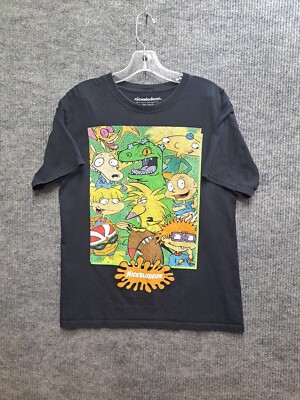 Nickelodeon Rugrats Mens Graphic T-Shirt Black Crew Neck Short Sleeve Tee L-image