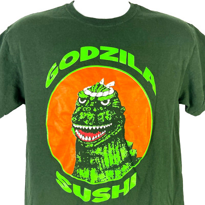 Godzila Sushi San Francisco M T-Shirt size Medium Mens Godzilla Kaiju Monster-image