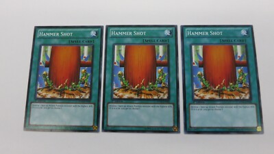 3x HAMMER SHOT  SPELL CARD 5DS3-EN026  1ST EDITION COMMON YUGIOH  NM UNPLAYED-image