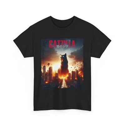 Funny Cat Godzilla T-Shirt – Catzilla Cute & Cool Graphic Tee-image