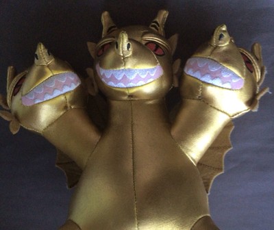 King Ghidorah Godzilla Kidrobot Kaiju Phunny Plush 8” Gold 3-Headed Dragon-image