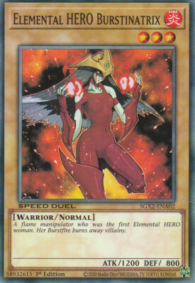 YUGIOH CARD ELEMENTAL HERO BURSTINATRIX SGX2-ENA02 1ST EDITION-image