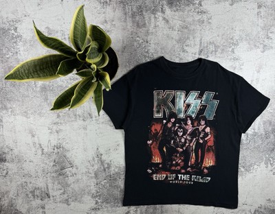KISS End Of The Road World Tour  Rock Faded Merch Devil Band Jersey T Shirt Tee-image