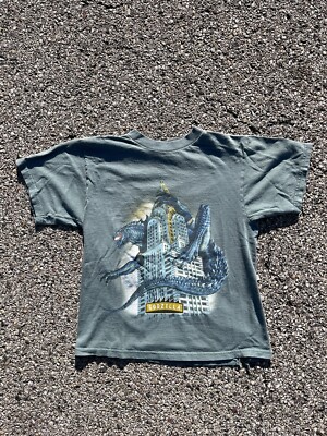 Vintage 1998 Godzilla Movie Blue Tshirt Toho Co Youth Size XL-image