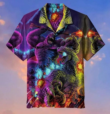 Godzilla vs King Kong Hawaiian Shirt Summer Vacation Hawaiian Shirt-image