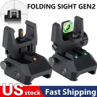 Rear Sight Fiber Optics Dual Aiming And Foldable Iron Sights Flip-up Front USA-image