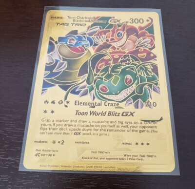Gold Foil Card Collection Toon Charizard &Blastoise & Venusaur GX NM-image
