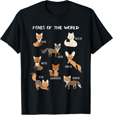 Foxes Of The World Funny Fox Animals Educational T Shirt T-Shirt-image