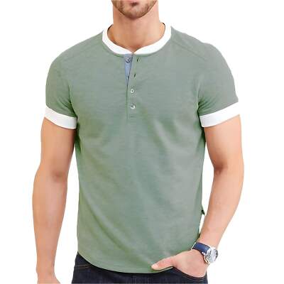 Slim Fit Solid Color Short Sleeve T-Shirt for Men, Round Neck Cotton Blend, Mult-image