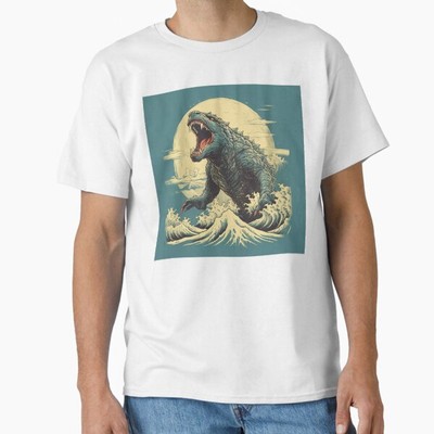 Vintage Japanese Godzilla Great Wave Classic  T-Shirt Made in US/AUS Size S-2XL-image