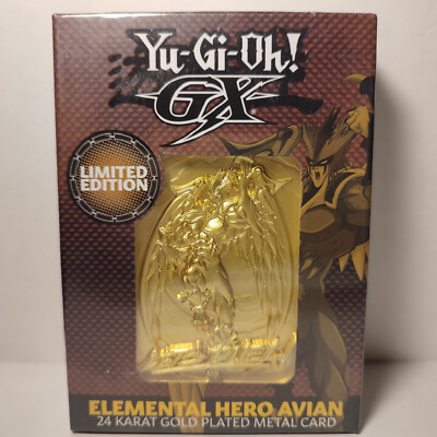 Yugioh GX Elemental Hero Avian Metal Card Gold Plated Ingot Official Figurine-image