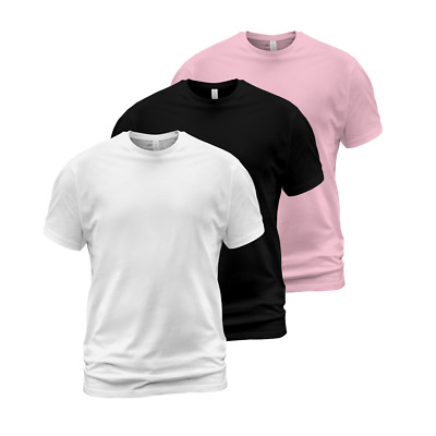 Set 3 Unisex Adult Heavy Cotton T-Shirt, White, Black, Light Pink Gildan Shirt-image