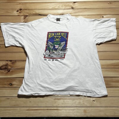 Vintage 80s 90s WEBN Run Like Hell Frogzilla Godzilla Radio Station Shirt - XL-image