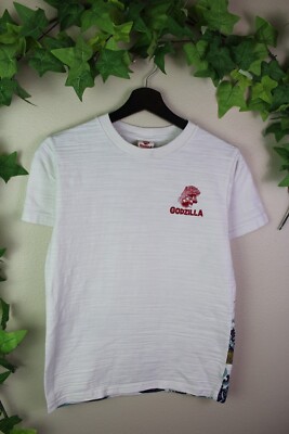 Vintage Godzilla Shirt Adult Small White 00s Monster Ocean Japan Art Tee-image
