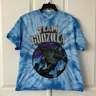 Godzilla vs Kong Team Godzilla Tie-dye Shirt Adult 2X Blue Graphic Mens-image