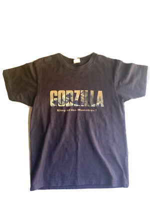 Godzilla Toho Co T-shirt Tee  Waves Graphic Rare Size Medium Black-image