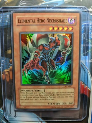 YuGiOh Elemental Hero Necroshade GX1-EN001 - Super Rare Holo Used Yugioh Card-image