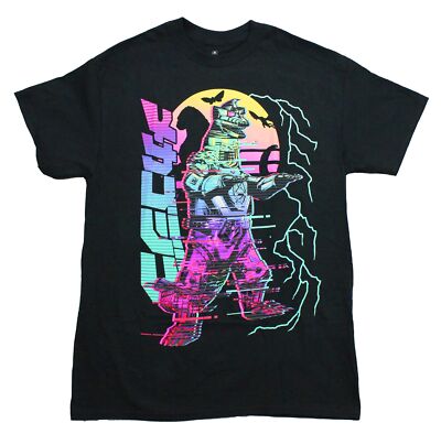 Godzilla MechaGodzilla New Adult T-Shirt - Walking Past Electrified Sunset-image