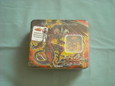YUGIOH! 5DS GX 2008 COLLECTOR'S TIN RED DRAGON ARCHFIEND TIN (FACTORY SEALED)-image