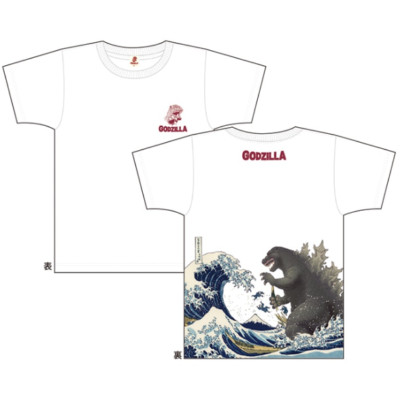 Discharge-dyed T-shirt Thirty-six Views of Mount Fuji-Giant Monsters White TOHO-image