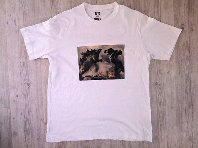 Uniqlo UT x Godzilla vs Kong Rare Cotton White Casual Tee T Shirt Mens Large-image