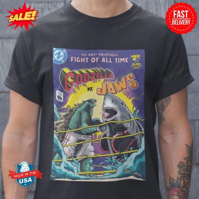 Godzilla vs Jaws Comic Style T-Shirt-image