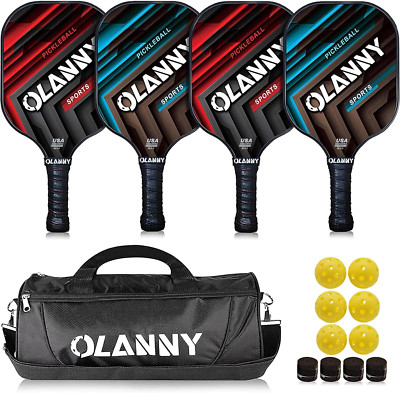 Graphite Pickleball Paddles Set- Premium Rackets Fiber Face & Polymer Honeycomb -image