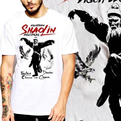 Kung Fu t-shirt retro Karate shaolin martial arts buddha monk eagle crane S-2XL-image