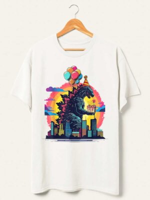 Retro Godzilla Birthday T-Shirt, Kaiju Monster Tee, Japanese Art Graphic Shirt-image
