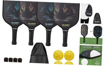 Graphite Pickleball Paddles Set- Premium Rackets Fiber Face & Polymer -image