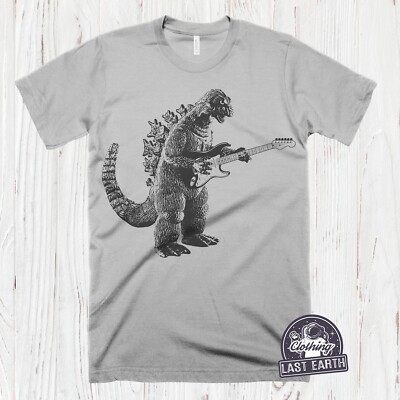 Godzilla Playing Guitar T-Shirt - Youth M Age 8 - Next Level Graphic Tee - SALE-image