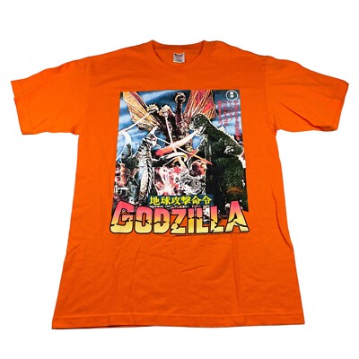VTG NEW Godzilla Attacks Japan 2000 Y2K Men's T-Shirt Orange • USA • Large-image