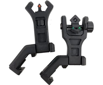 Fiber Optics 45 Degree Offset Flip Up Polymer Sights Extra Tall 20MM Rail Mount-image