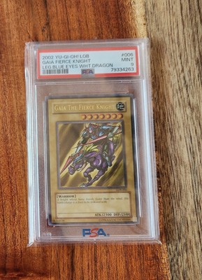 YUGIOH PSA 9 Gaia the Fierce Knight LOB-006 Ultra Rare Unlimited Original 2002-image