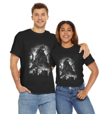 Godzilla Rock and Roll the City  Men & Women's T-shirt-image