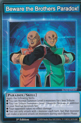 YUGIOH CARD BEWARE THE BROTHERS PARADOX SGX2-ENS09 1ST EDITION COMMUN-image