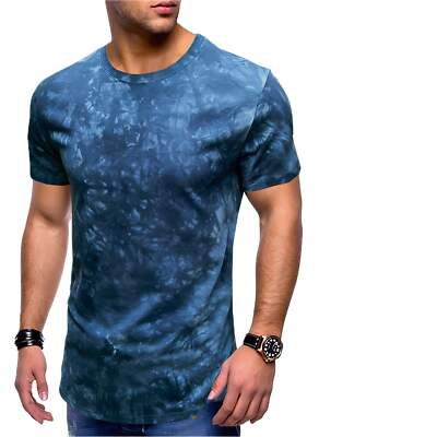 Men's Camouflage Tie-Dye Short Sleeve Crew Neck T-Shirt in Cotton Blend, Casual-image