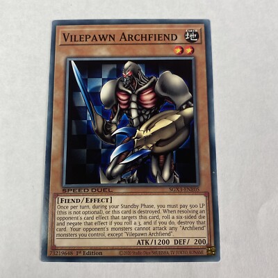 Yugioh Vilepawn Archfiend sgx3-ene05 Speed Duel GX Duelists of Shadows Common-image