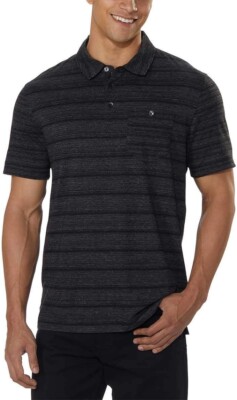 English Laundry Men's All-Black Short Sleeve Casual Polo Style Golf Shirt (M)-image
