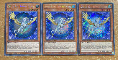 🔥3x Yugioh CRYSTAL BEAST SAPPHIRE PEGASUS SGX1-ENF08 PLAYSET SPEED DUEL NM-image