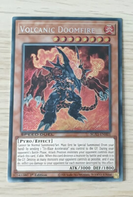 🔥 Yugioh VOLCANIC DOOMFIRE SECRET RARE SGX1-ENH01 1ST ED SPEED DUEL GX-image