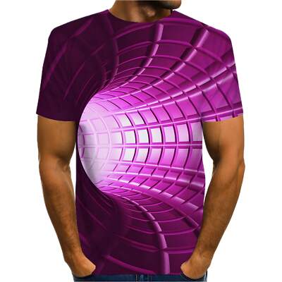 Abstract Swirl Patterned Men's T-shirt in Vibrant Colors with Short Sleeves and-image