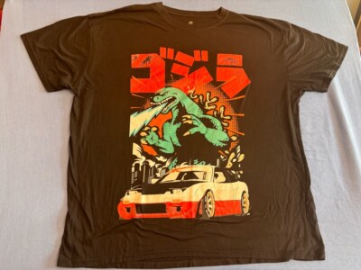 Men's Launder Godzilla Graphic T-shirt 3XL Black Godzilla Car-image