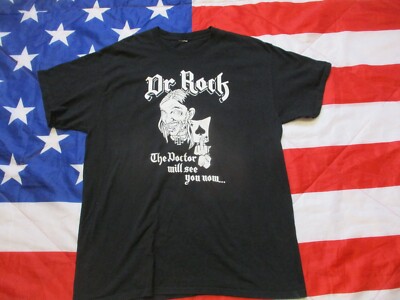 DR ROCK t shirt Vintage FASHION HEAVY METAL BLACK ACDC ww2 iron knights cross-image