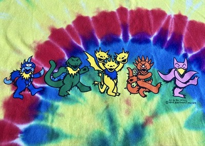 Vintage Kaiju Godzilla Grateful Dead Tie-Dye T-shirt Dead Bear-image