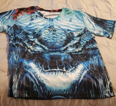 Godzilla T-Shirt Blue Men's Size Small Crew Neck Short Sleeve~-image