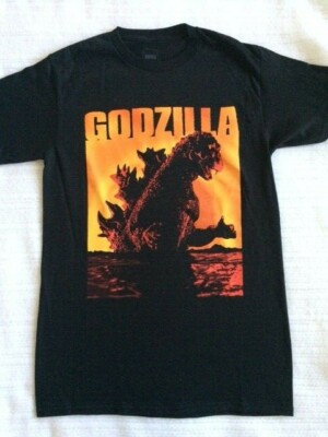 Godzilla Orange Flamed Sunset Black T-shirt New Official Licensed Unworn -image