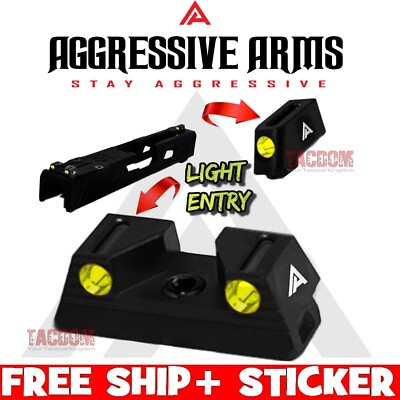 AGGRESSIVE ARMS BLACK STANDARD Height Sights GL0K 17 19 22 23 TRIPLE FIBER OPTIC-image