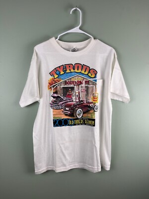 VINTAGE Y2K Tyrods Cars 28th Annual Old Timers Reunion White T-Shirt Size Lg-image